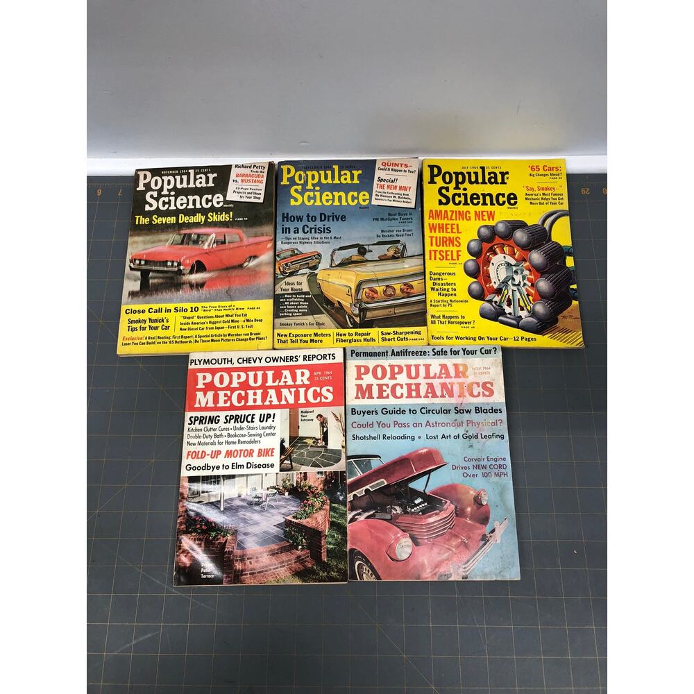 5 Vintage Popular Science & Popular Mechanics Magazines 1964 April Jul Sep Nov
